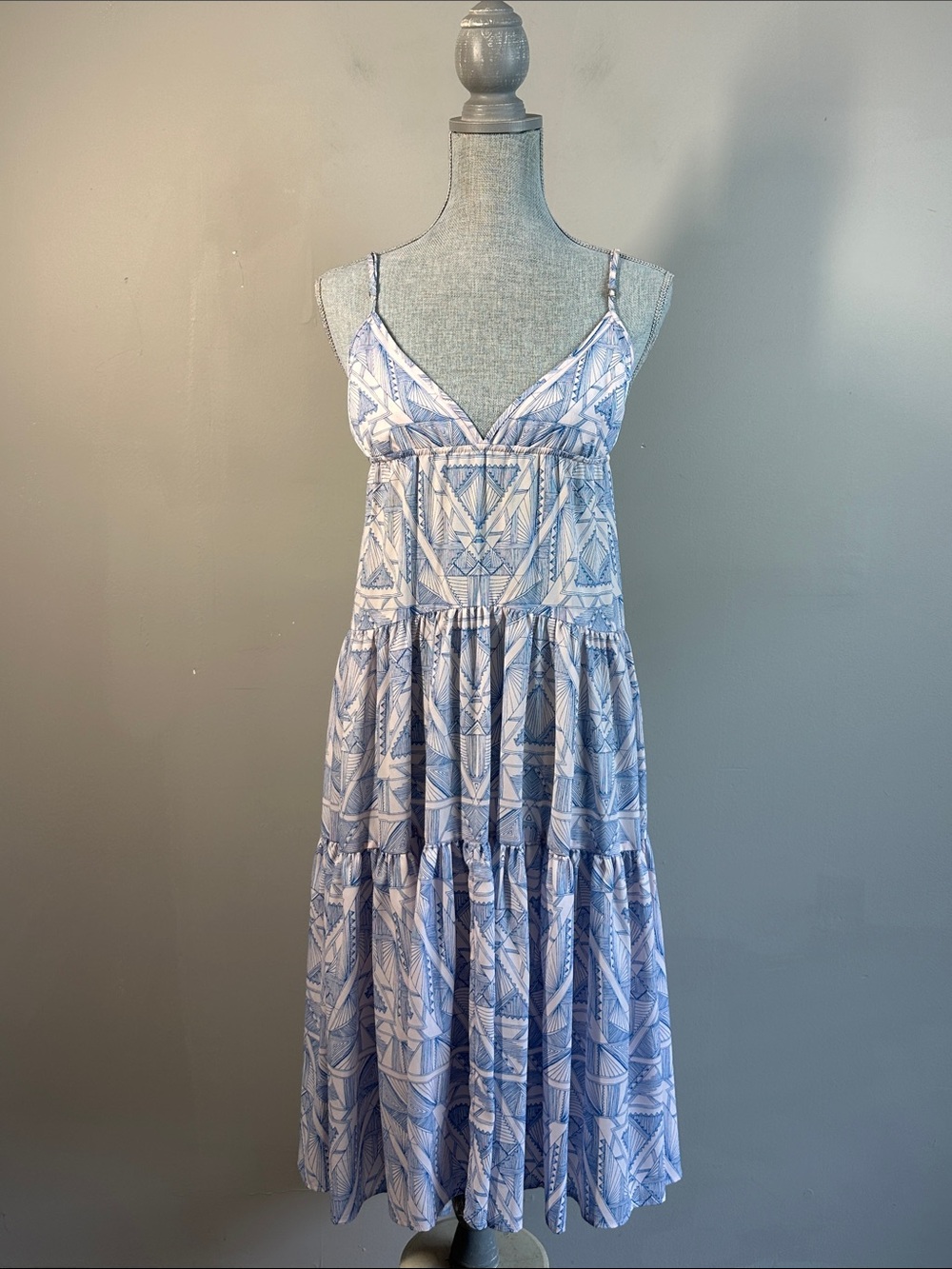 Mara Hoffman Geometric Print Tiered Midi Dress Size M Resortwear